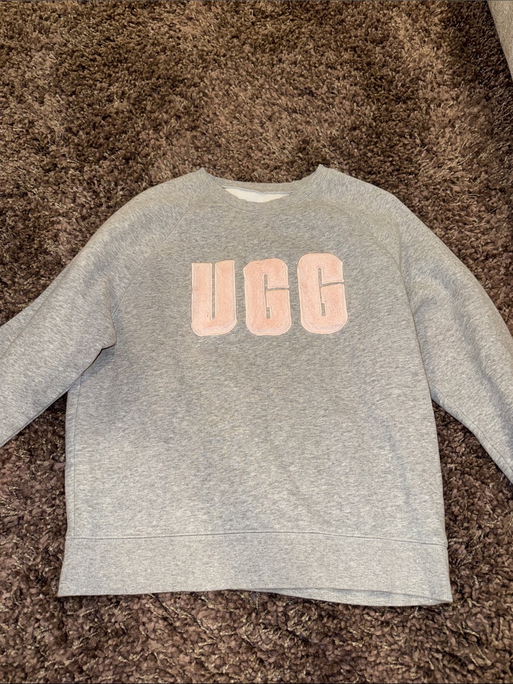 UGG Gray Crewneck Sweatshirt with Pink Logo